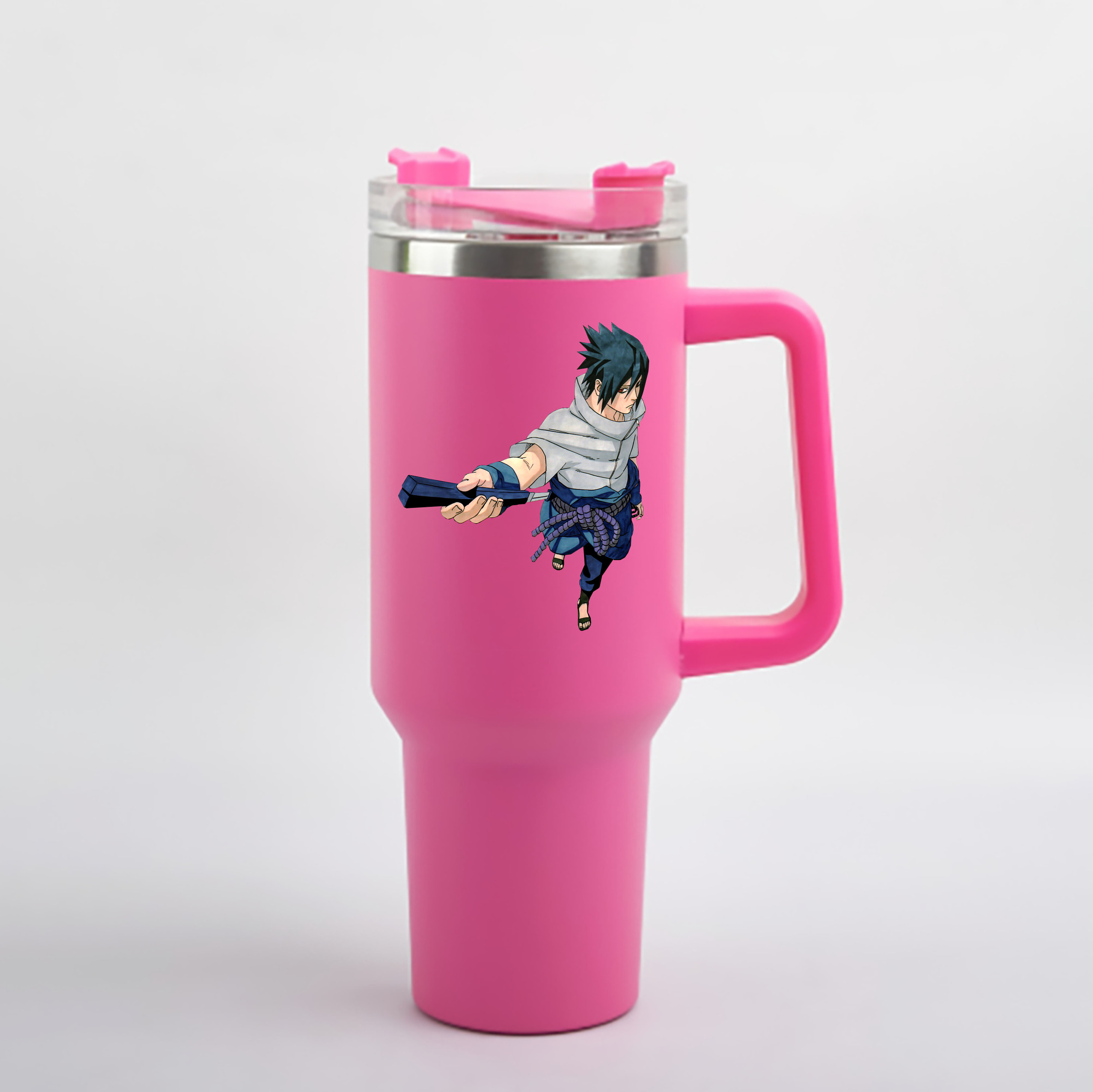 （画像用） NARUTO -ナルト- うちは サスケ Uchiha Sasuke 1200mL車用タンブラー - クリスタルステッカー（プラスチックストロー付き）
